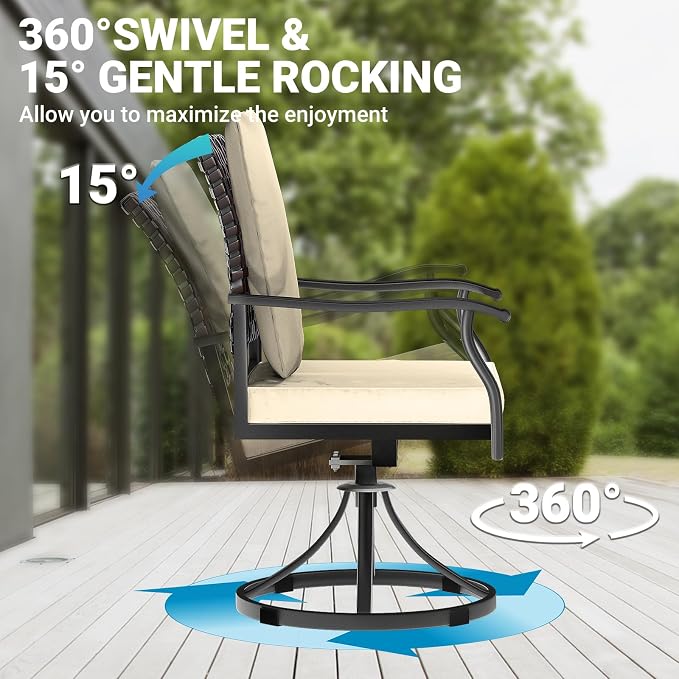 LEVELEVE 2-Piece Swivel Dining Chairs, Outdoor Patio Bistro Chairs for Lawn, Garden, Deck, Backyard & Porch (Matching Series for 5-Piece Set) - Image 3