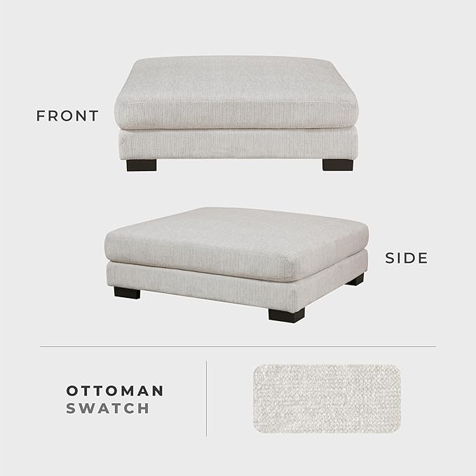 Lexicon 45" Modern Ottoman, Textured Microfiber Square Ottoman, Living Room Foot Rest, Module for Sectional Sofa, Foot Stool for Living Room/Bedroom, Assembled, Beige
