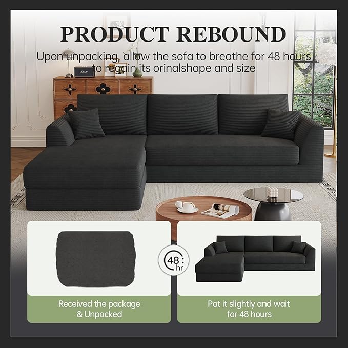 106" Cloud Sofa Bed Sectional,Reversible Sectional Sofa Bed， Reversible Chaise Sleeper Couch with Plush High-Density Foam, Easy Setup No Tools Required, Modern Living Room Furniture
