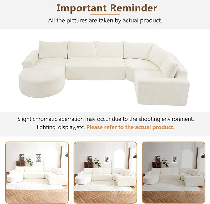 Ball & Cast Oversized Modular Sectional Sofa Cloud Couch,141.7" Modern Upholstered Couch w/Deep Seat Comfy Couches,Minimalist Sleeper Sofas,for Living Room,Apartment,Beige