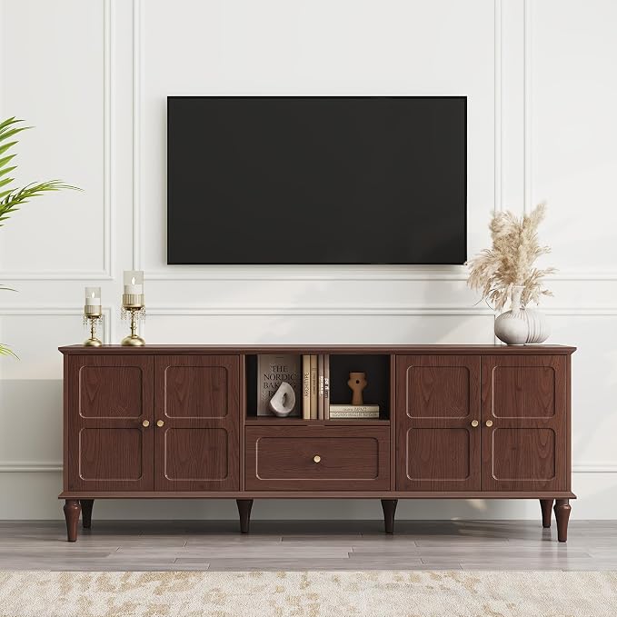 ARTPOWER 67'' Mid-Century Modern TV Stand with Storage Drawer and Doors, Long TV Stand with Adjustable Shelves for 75 Inch TV for Living Room, Bedroom, Brown by PowerofArtBetterforLife