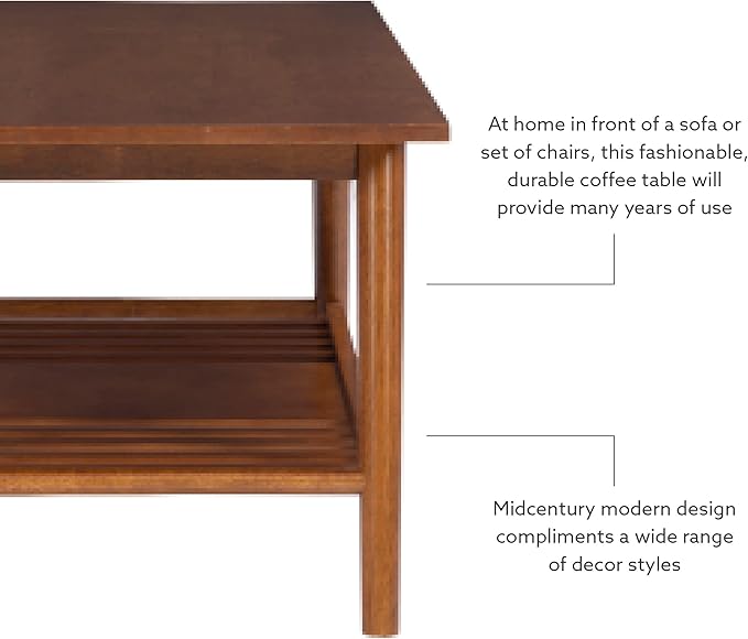 Linon Mid Century Walnut Melissa Coffee Table