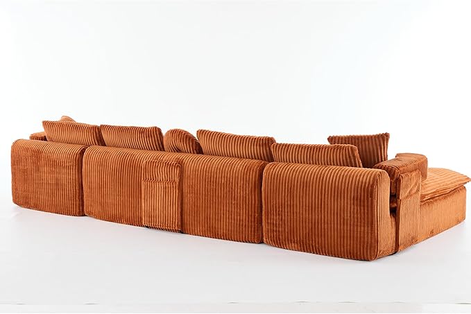 149" Oversized U Shaped Cloud Modular Sectional Sofa Boneless Couch with Double Chaise,Free Combination Convertible Floor Sofa Bed with Storage Pockets and Pillows | No Assembly