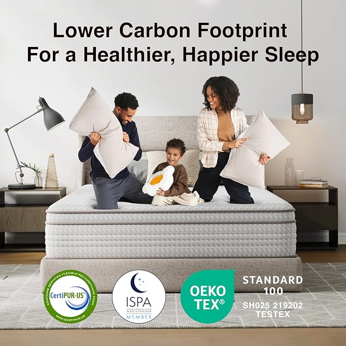 Novilla 12 Inch Queen Size Mattress in a Box, Hypoallergenic & Back Pain Relief, Hybrid Queen Mattresses with Smarts Coils, Fiberglass Free CertiPUR-US Certified Colchones No Box Spring Needed