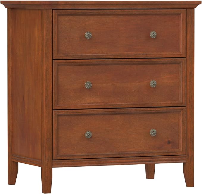 IKENO 3 Drawer Nightstand with Charging Station, Solid Wood Caramel End Table with USB Ports & Outlets, Modern Bedside Table with Storage Drawers for Bedroom, Living Room, 27.6" W x 16.8" D x 26.8" H - Image 8