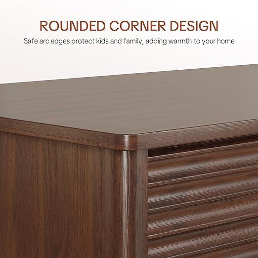 Fluted Lift Top Coffee Table for Living Room, Small Coffee Table with Storage Hydraulic Lift Large Capacity, Sturdy Legs Safe Round Corner, Easy Assembly for Small Spaces, Horizontal Grain-Brown
