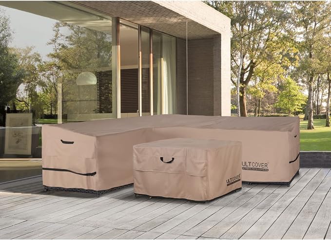 ULTCOVER Waterproof Patio L-Shaped Left Facing Sofa Cover for 4-Seater Outdoor Sectional Furniture Couch 58”W (Left Side) x 85”W (Back Length) - Image 6