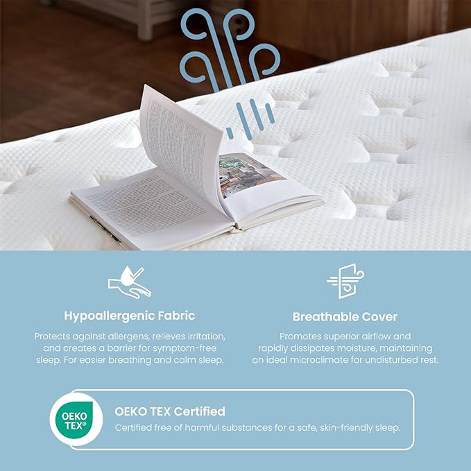 Coolvie 14 Inch Twin Hybrid Mattress, Cooling Gel Memory Foam, Medium Firm Support for Pressure Relief, Teens & Single Sleepers, Fiberglass Free, CertiPUR-US Certified Foam, Mattress in a Box