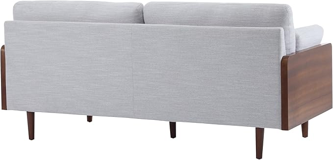 Christopher Knight Home Arboris Modern Rubberwood Frame, Fabric Upholstered Loveseat, Living Room/Bedroom/Apartment Couch/Sofa with Toss/Back Pillows and Removable Cushions, Light Gray+Light Walnut