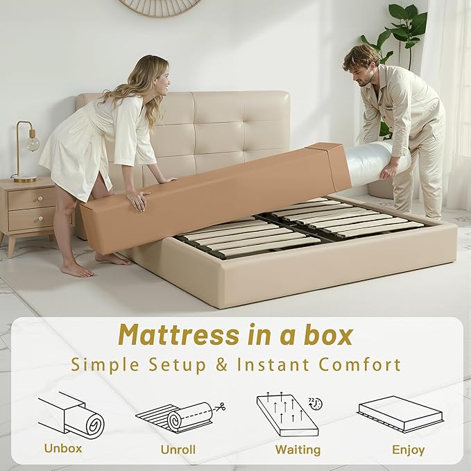 12″ Full Hybrid Mattress – Balanced Support & Comfort, Cooling Breathable Foam + Pocket Coils, Motion Isolation, Reinforced Edges, CertiPUR-US, Fiberglass-Free, Mattress in a Box