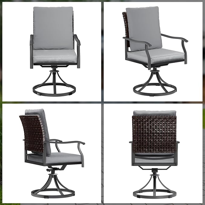 LEVELEVE 2-Piece Swivel Dining Chairs, Outdoor Patio Bistro Chairs for Lawn, Garden, Deck, Backyard & Porch (Matching Series for 5-Piece Set) - Image 4