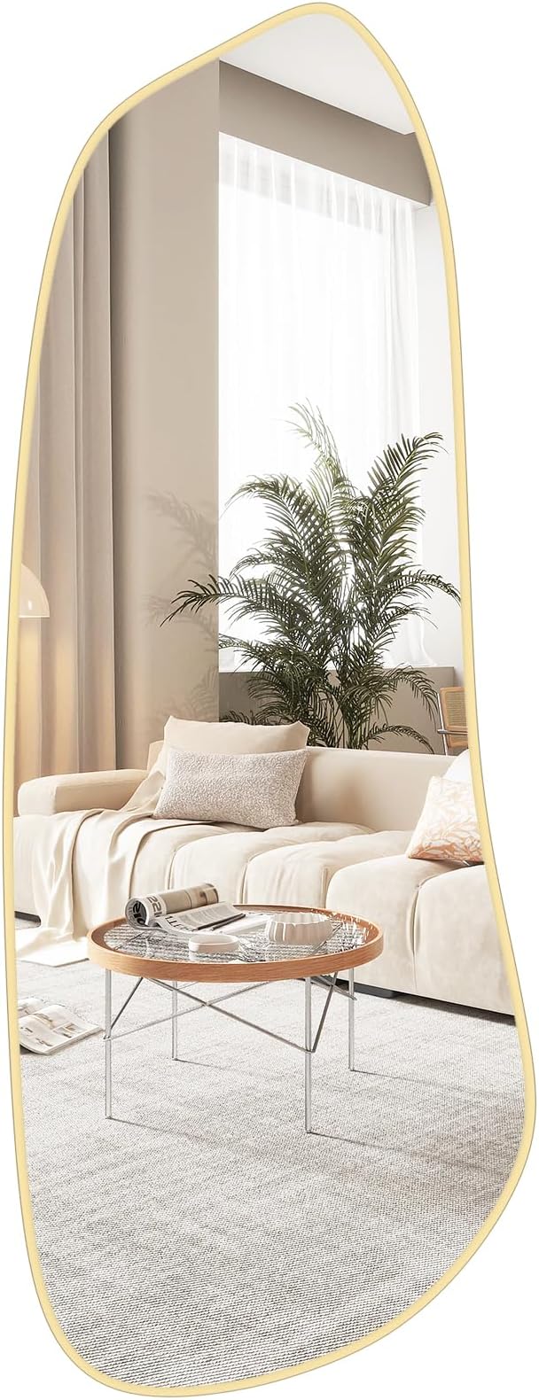 WallBeyond Irregular Wall Mirror, Asymmetrical Mirror Wall Mounted with Gold Framed for Living Room, Bathroom, Bedroom, Entryway Wall Decor, 46"×18", Gold by WallBeyond