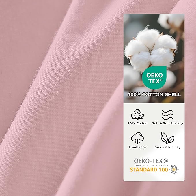 puredown® Goose Feather Comforter King Size, All Season Duvet Insert Medium Warmth, Cloud Soft Hotel Collection Comforters with Cotton Cover Pink 106"x90"