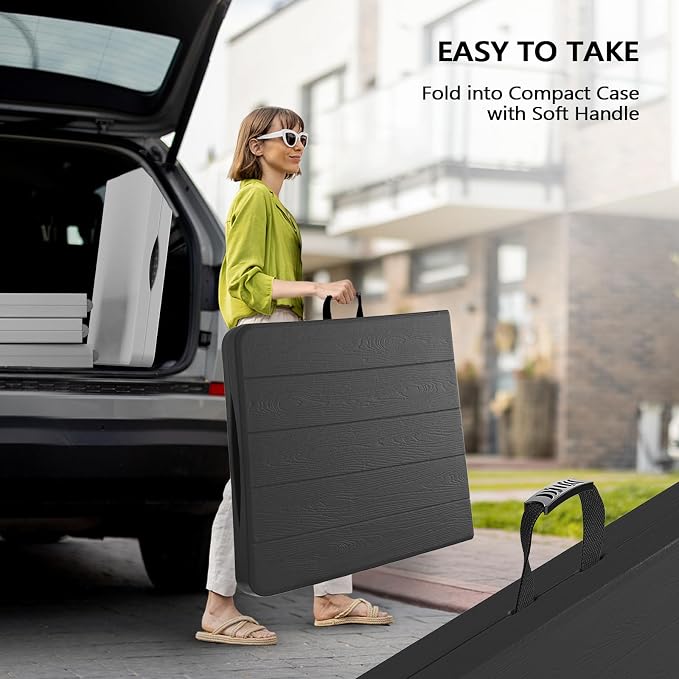 VINGLI 8 Foot Plastic Folding Table Portable Long Table for Indoor Outdoor Use Rectangular with Carrying Handle, Black - Image 4