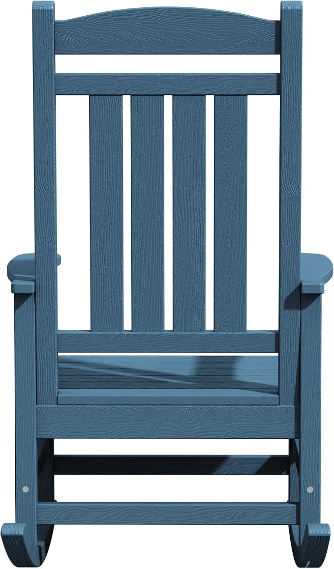 KINGYES Oversized HDPE Rocking Chairs Outdoor, Patio Rocking Chairs with 330lbs Support, Smooth Porch Rocker for Deck Lawn Yard, Navy - Image 11