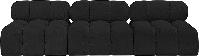 Meridian Furniture 611Black-S102B Ames Collection Modern | Contemporary Modular Sofa with Rich Black Boucle Fabric, Modular to Create Infinite Configurations, 102" W x 34" D x 28" H, Black