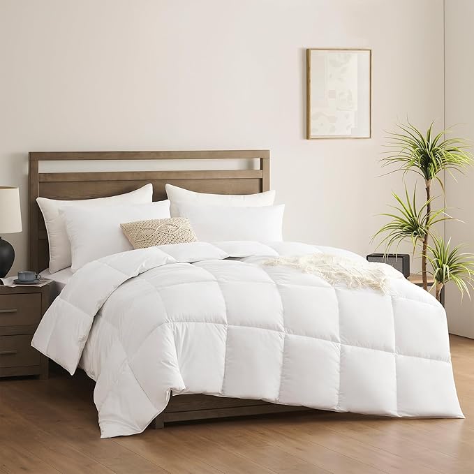 ACCURATEX Twin Duvet Insert Comforter,100% Cotton 400GSM Thick Fluffy Down Alternative Comforter,Breathable Soft White Hotel Bed Duvet Insert with Corner Tabs (68''x88'')