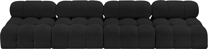 Meridian Furniture 611Black-S136B Ames Collection Modern | Contemporary Modular Sofa with Rich Black Boucle Fabric, Modular to Create Infinite Configurations, 136" W x 34" D x 28" H, Black