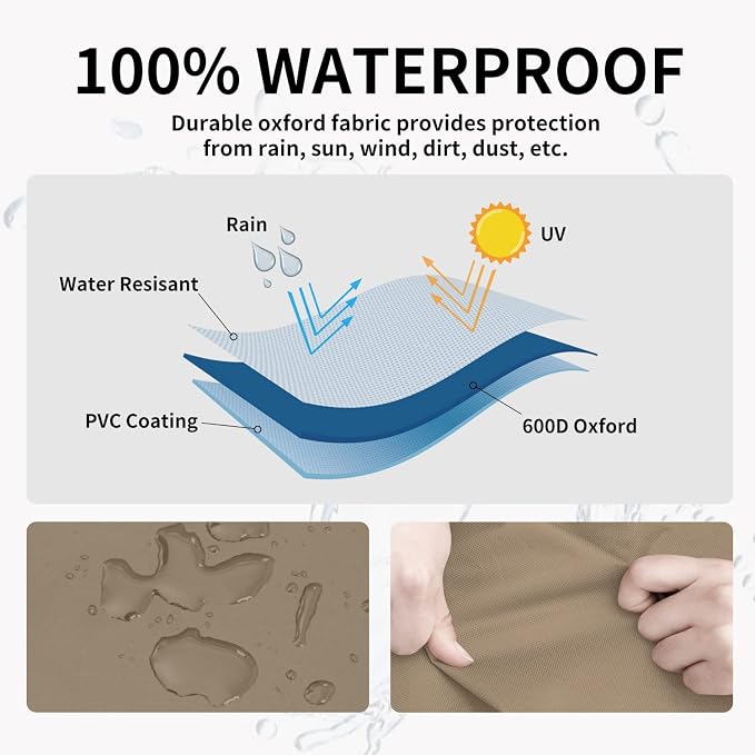 Easy-Going Waterproof Outdoor Couch Cover, Heavy Duty 3-Seater Patio Sofa Cover, Winchdproof Outdoor Furniture Cover with Air Vent （88Wx32.5Dx33H inch,Camel/Dark Brown - Image 3