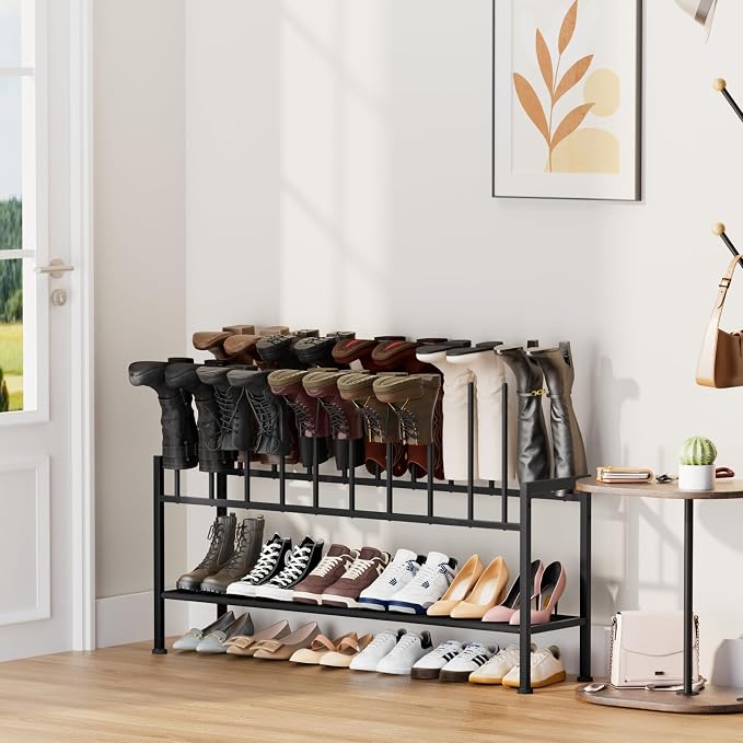 DIMJ Boot Rack 3-Tier - Black Metal Boot Storage Rack for Tall Boots Organizer, Multiuse Shoe Rack for Boots, Sneakers, High-Heel, Entryway, Fit for 10 Pairs, Black - Image 5