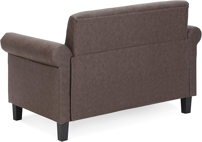 Furinno Bastia Vintage Modern Chesterfield Button Tufted Loveseat/Sofa Couch for Living Room, Brown Faux Leather
