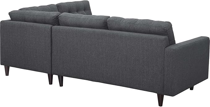 Modway EEI-2797-DOR Empress Mid-Century Modern Upholstered Fabric Right-Facing Sectional Sofa in Gray