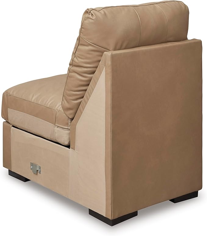 Signature Design by Ashley Bandon Modern Leather Match Left-Arm Facing 3-Piece Sectional with Removable Cushions and Armrest, Light Brown