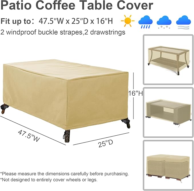 Patio Furniture Covers,Outdoor Furniture Cover Waterproof,Patio Furniture Set Covers for 4 Piece Outdoor Conversation Set,Patio Covers Set-XX-Large (Beige) - Image 6