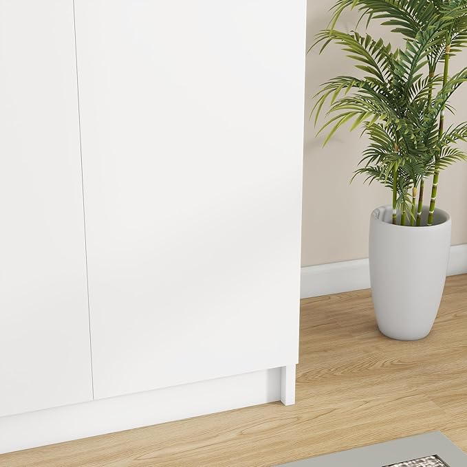 Panana 2 Door Wardrobe Closet Bedroom Armoires with 2 Shelves Storage, Hanging Rail for Bedroom (White)