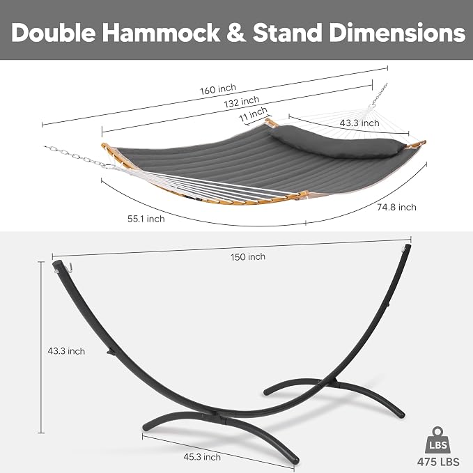 SUNCREAT Hammocks Standing Patio Hammock, Portable Hammock with Stand Foldable, Patent Pending, Dark Gray - Image 6