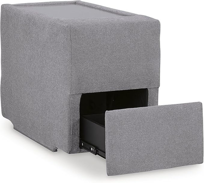 Signature Design by Ashley Modmax Casual Modular Stain Resistant 4-Piece Sectional with Storage Console, Drawer and 2 Accent Pillows, Gray