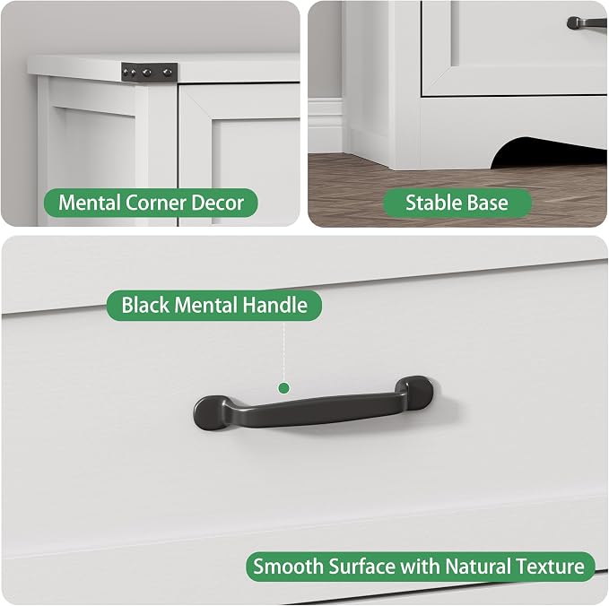 Dresser for Bedroom with 6 Drawers, 49" Tall Wood Chest of Drawers with Deep Drawers & Mental Handle, Modern Dresser TV Stand, Wooden Closet Storage Organizer for Living Room, Hallway, Entryway, White - Image 5