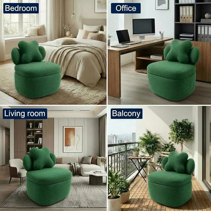 Teddy Velvet Swivel Accent Chair with Storage, 360° Rotating Ergonomic Armchair, Scratch-Resistant Upholstered Sofa Chair for Living Room, Bedroom, Nursery, Apartment or Small Spaces, 300 lbs Capacity