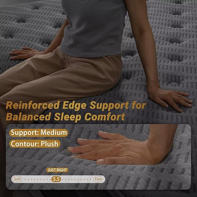 inight 12 Inch Queen Hybrid Mattress, Medium Firm Balanced Support with Nebulign Foam & Pocket Springs, Pressure Relief for Average Weight (130-230lbs), Fiberglass-Free, CFR 1633 Compliant