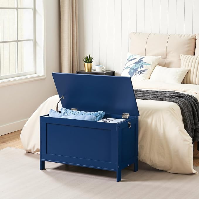 HOOBRO Toy Box, Retro Wooden Look Storage Chest with Safety Hinge, Entryway Storage Bench Supports 220 lb, 29.9 x 15.7 x 18.9 Inches Toy Chest Organizer, Easy Assembly (Blue) BU75CW01G1 - Image 5