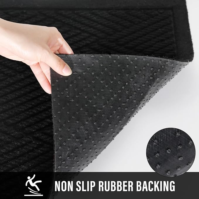 HIYARD Durable Front Door Mat, Absorbent Muddy Dirt Resist Welcome Door Mats Outdoor Indoor, Stain and Fade Resistant, Non-Slip Rubber Backing Low Profile Doormat for Entryway, 30??17, Black - Image 4