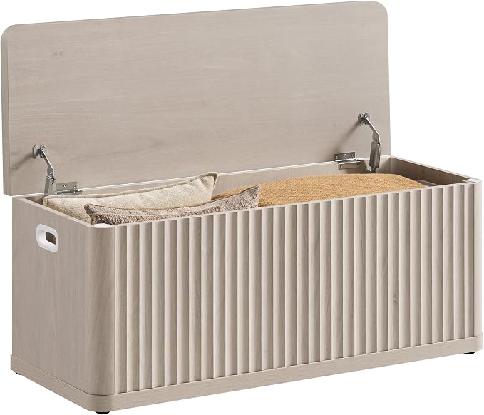 SICOTAS Storage Bench 40.2" Wide Shoe Bench with Lift Top Large Wooden Storage Chest Trunk Modern Blanket Chest with 2 Safety Hinges & Seating for Bedroom Entryway Living Room Hallway by SICOTAS