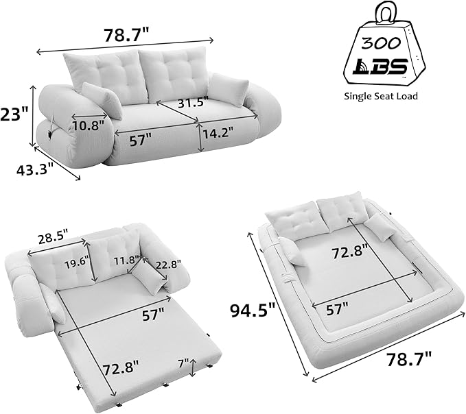 KEIKI 78.7" Foldable Human Dog Bed, 3-in-1 Multi-Functional Sleeper Sofa Bed, Teddy Fabric Foam-Filled Convertible Floor Couch for Living Room, Guest Room, Playroom, Green
