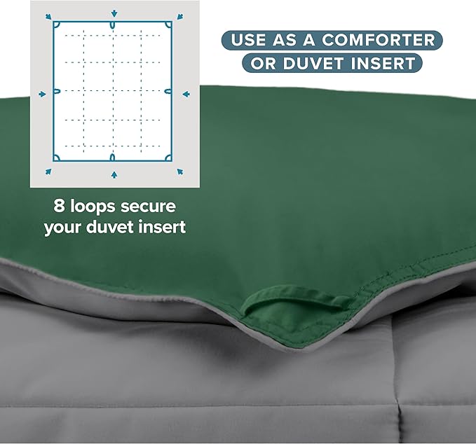 Bare Home Twin/Twin Extra Long Comforter - Reversible Colors - Goose Down Alternative - Ultra-Soft - Premium 1800 Series - All Season Warmth - Bedding Comforter (Twin/Twin XL, Grey/Forest Green)