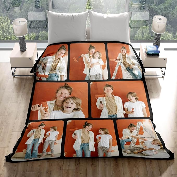 inkArts Custom Blankets with Photos for Family, Personalized Picture Blanket, Customized Blankets with Picture as Gifts for Chrimstas Birthday Mothers Day Fathers Day
