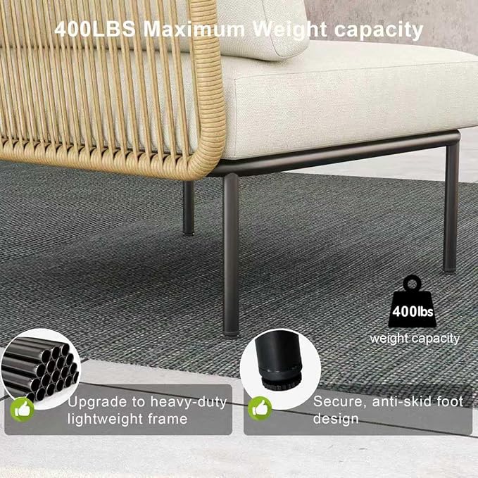 LayinSun 9 Pieces Aluminum Patio Furniture Set, Modern Modular Sectional Sofa with Coffee Table and Upgrade Thickness Cushion