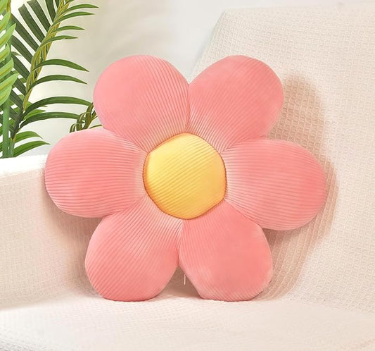 Daisy Flower Pillow, Decorative Pillows, Pink Flower Shaped Throw Pillow Cushion for Sofa, Bed, Home Decor (1, Pink, 15.35In)
