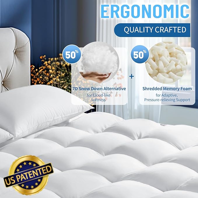 4 Inch Mattress Topper Queen Size - 2000 GSM Pillow Top Memory Foam Mattress Topper Extra Thick Support for Back Pain Relief,Breathable Cover with 6"-18" Deep Pocket (Queen,60"x80")