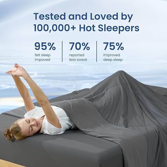 Cozy Bliss Cooling Comforter Twin Size, Cooling Blankets for Hot Sleepers and Night Sweats, Charcoal Gray Summer Comforter for Twin Size Bed, Breathable Soft Lightweight Silk Smooth