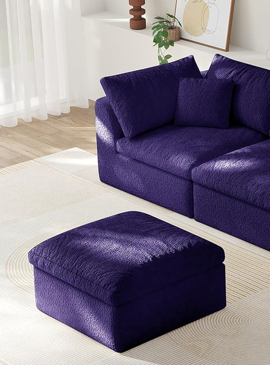 Ottoman Modular Sectional Sofa Boneless Cloud Ottoman,Footstool, Comfy Seating Experience Foot Rest Stool, Foot Rest Under Desk for Living Room Bedroom, Purple