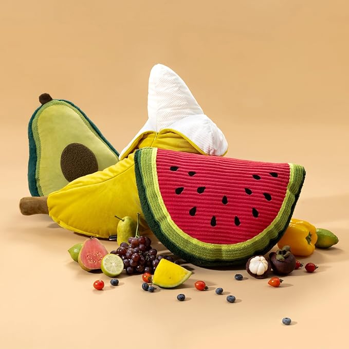 Phantoscope Fruit Shaped Pillows Series Watermelon Shaped Throw Pillow, Fun Home Decor of Fruit Themed Shaped Cushions, Decorative Shaped Pillow for Couch Bed and Chair, Red and Green, 18 x10 inches