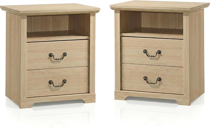 24/7 Shop at Home Elrik Modern 22-inch Wood Nightstand Set of 2 with Open Shelf, 2 Drawers and Ornate Handles, Wooden Night Stand for Bedroom, Apartment, Small Bedside Table, Oak - Image 10