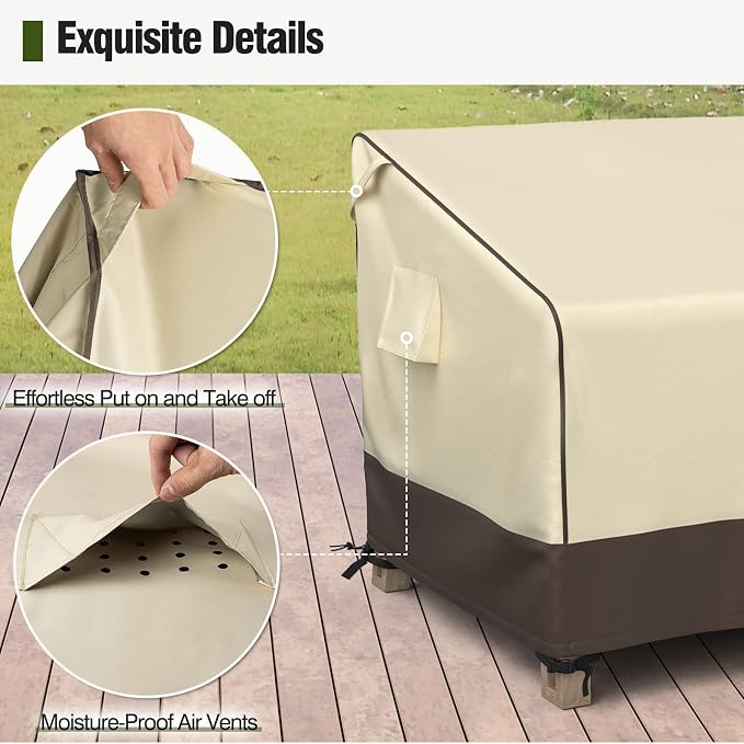 MR. COVER Outdoor Couch Cover Waterproof, Patio Furniture Covers for 3-Seater Couch, Fits up to 88" W x 40" D x 35" H, Moisture-Proof & UV-Protection, Brown & Khaki - Image 5