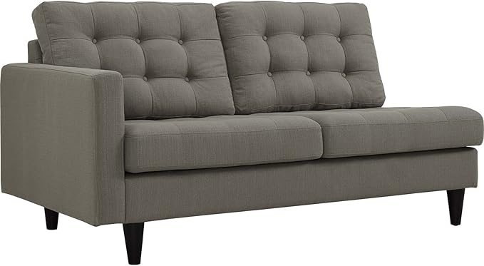 Modway Empress Mid-Century Modern Upholstered Fabric Corner Sofa In Oatmeal