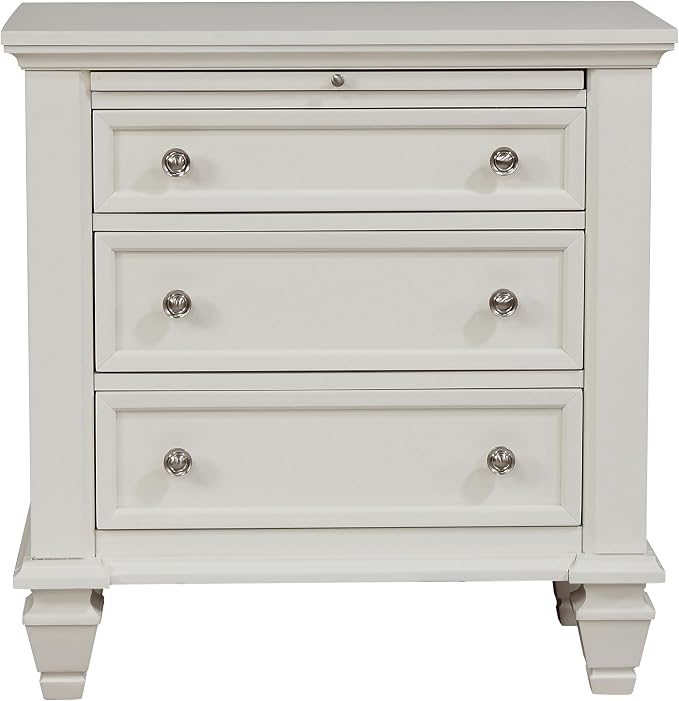 Coaster Home Furnishings - Sandy Beach - Wood - 3-Drawer Nightstand with Pull-Out Service Tray, Felt-Lined Top Drawer and Brushed Nickel Hardware - Bedroom - Cream White - 201302 - Image 4